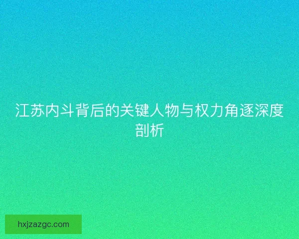江苏内斗背后的关键人物与权力角逐深度剖析